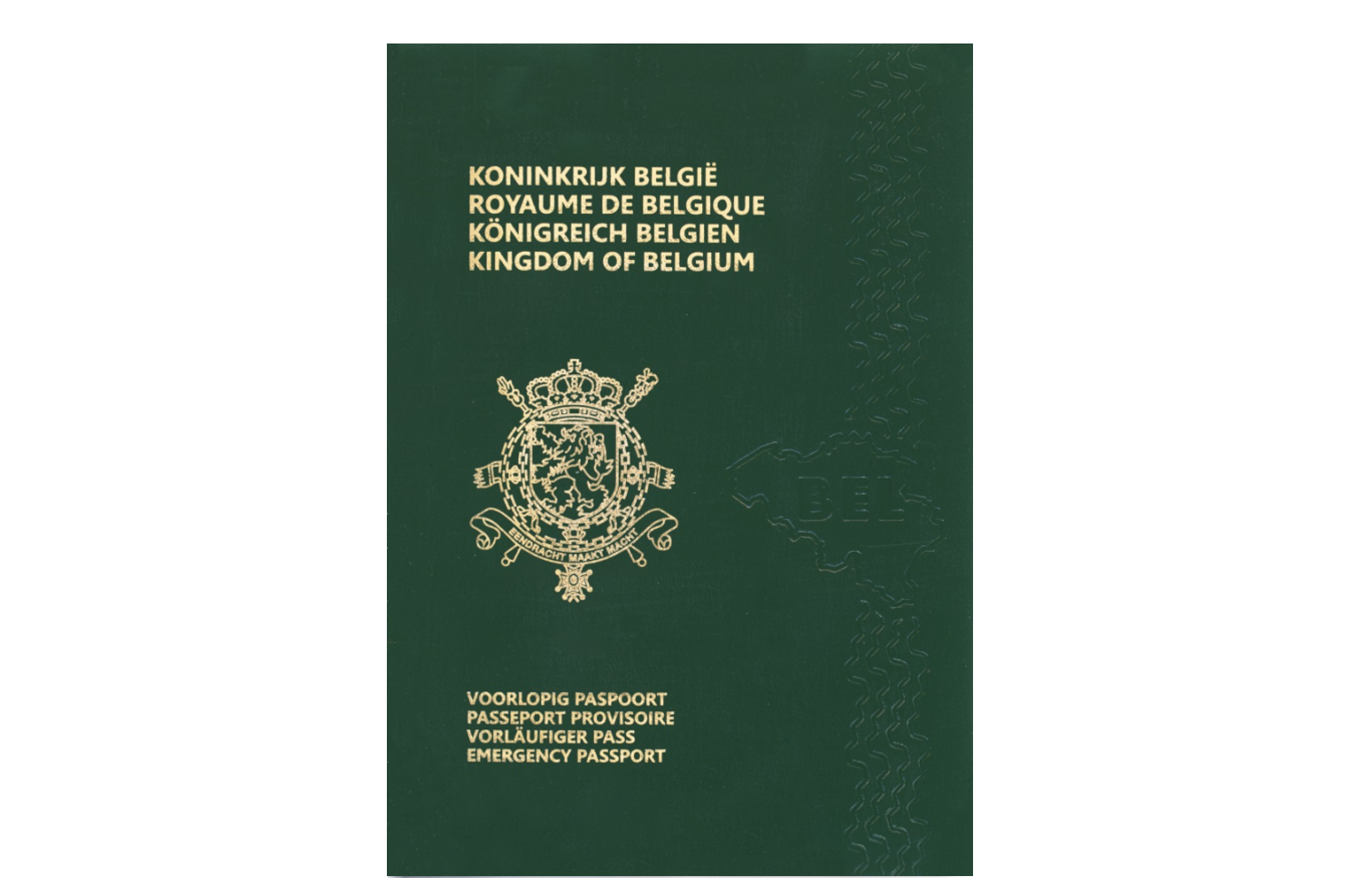 Cover of Belgian emergency passport