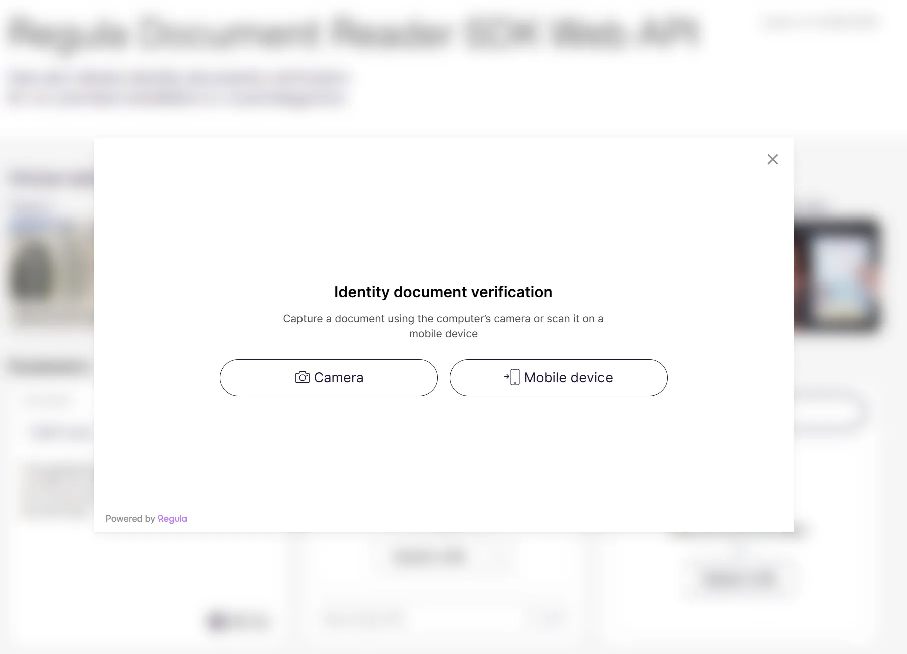 Regula Document Reader SDK Web - switch to mobile