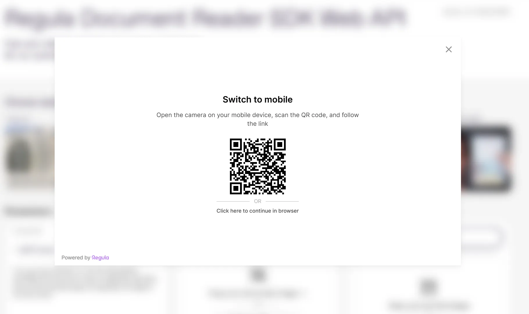 Regula Document Reader SDK Web - switch to mobile QR code