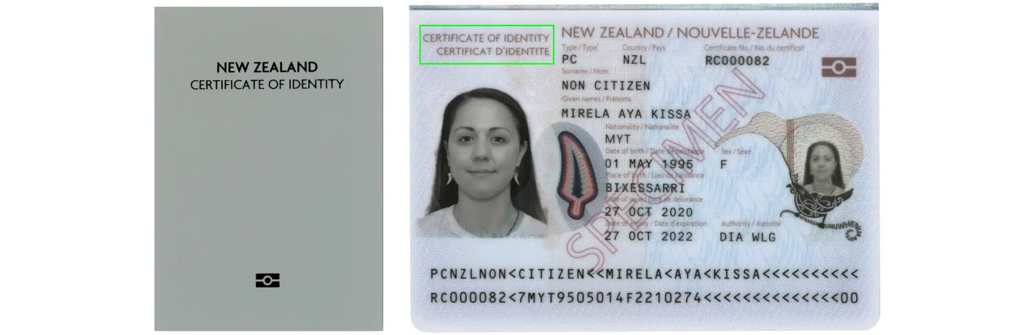 New Zealand certificate of identity