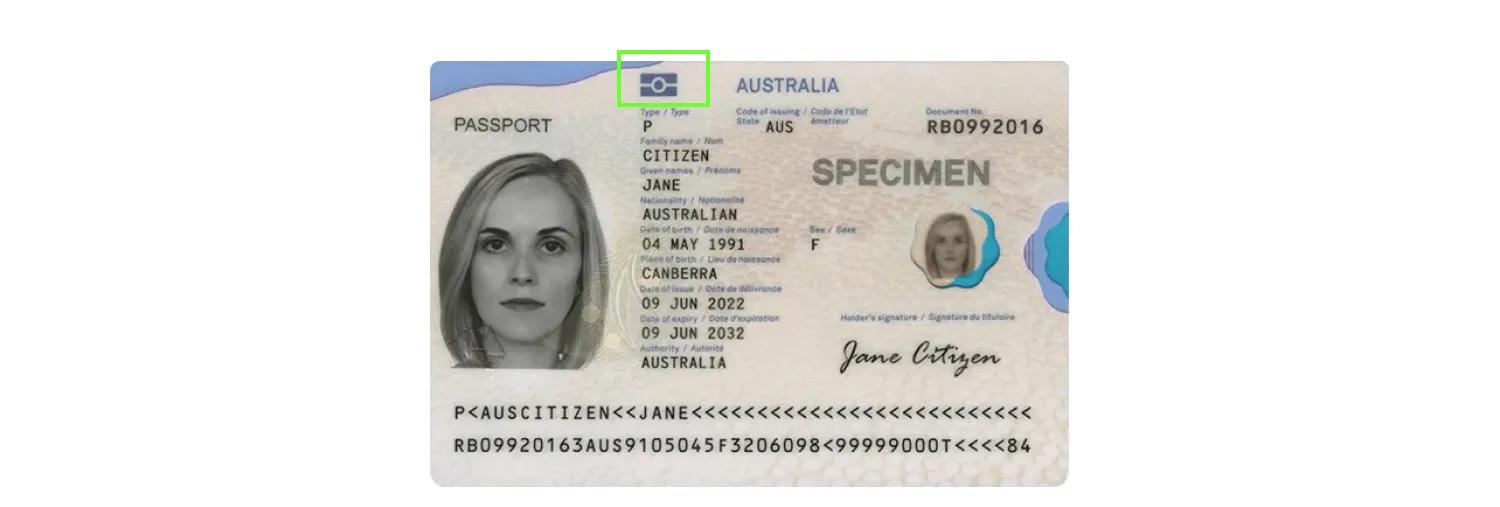 Biometric passport from Australia