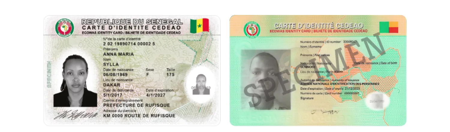 Biometric ID cards from Senegal and Benin