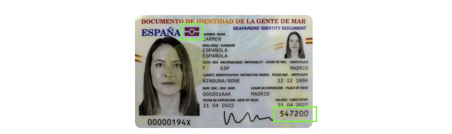 Biometric seafarer’s identity document from Spain