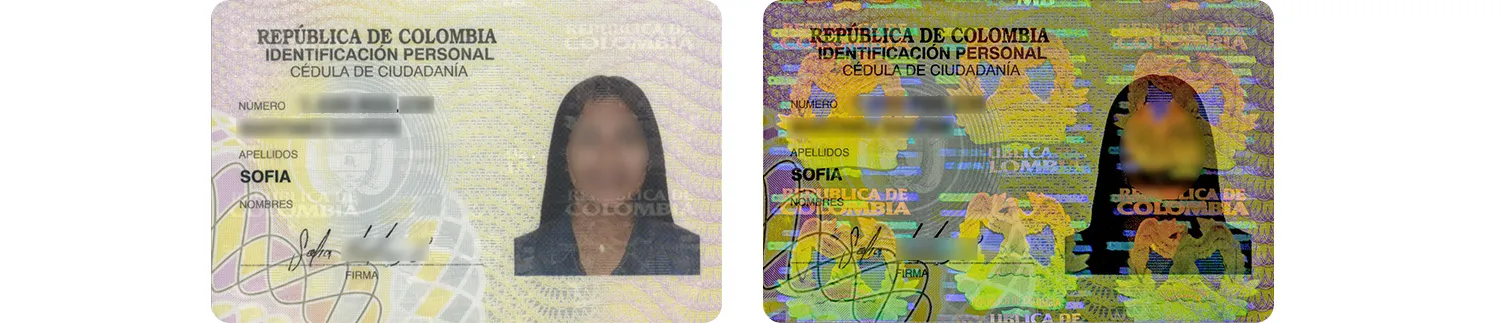 Colombian ID card from 2000