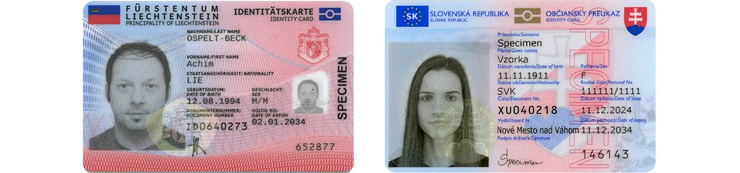 Liechtenstein and Slovakian ID cards from 2024