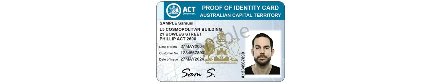 Australian Capital Territory proof of identity card