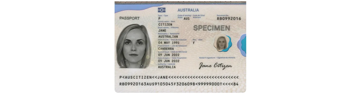 Passport of Australia from 2022