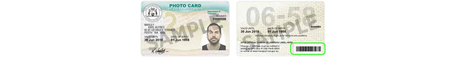 Australian photo ID card from Western Australia