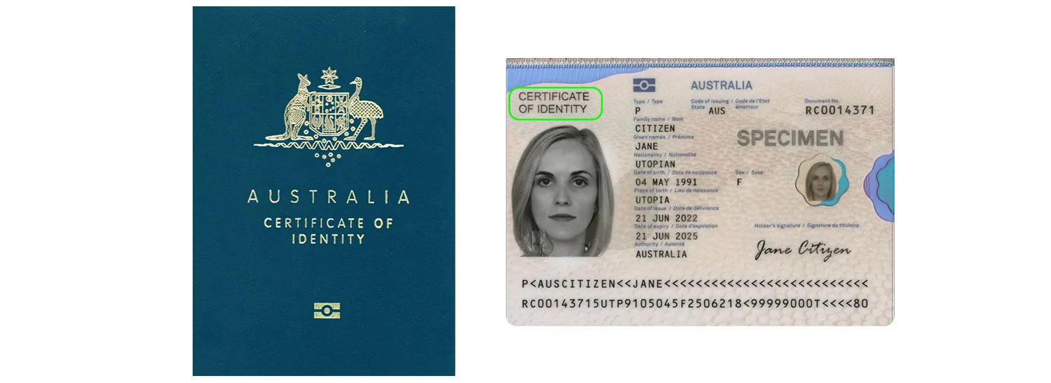 Australian certificate of identity