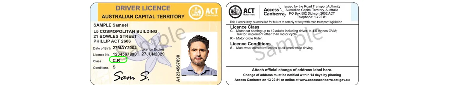 Australian driver license from ACT