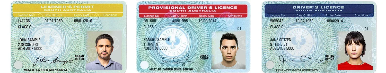 Australian driver licenses from South Australia