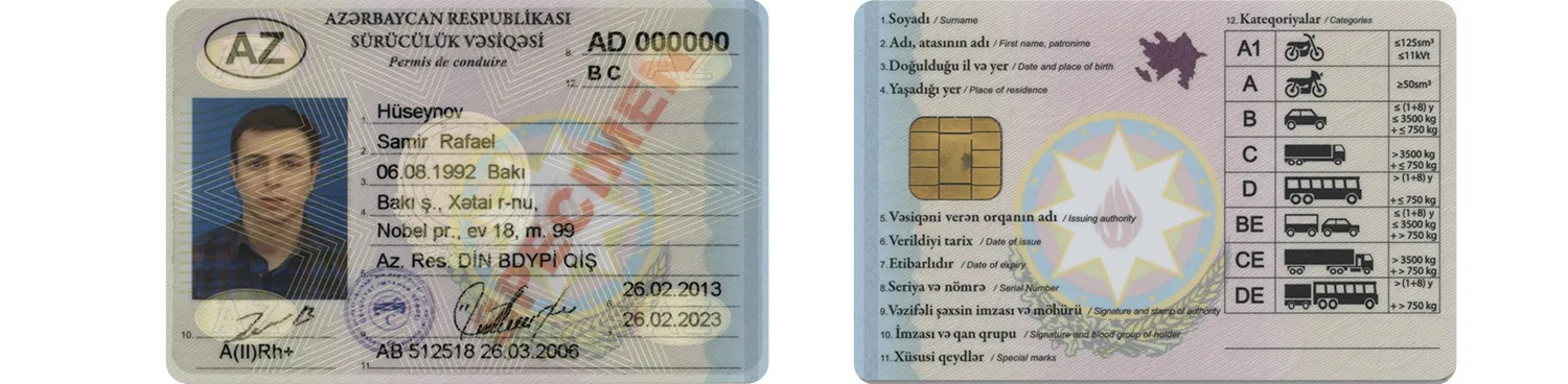 Azerbaijani driver’s license from 2013