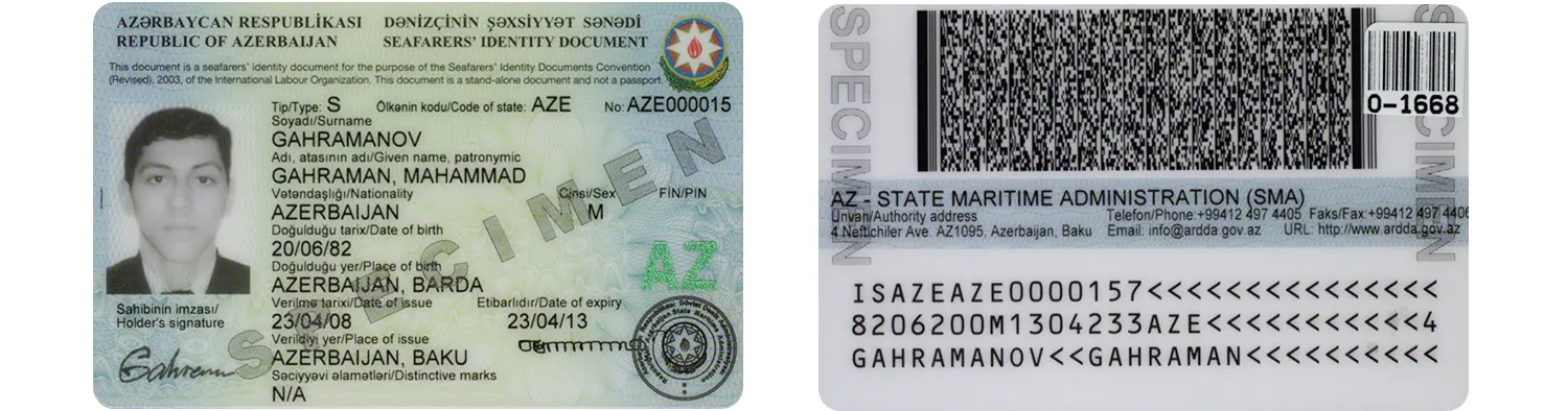 Azerbaijan ID for seafarers from 2008