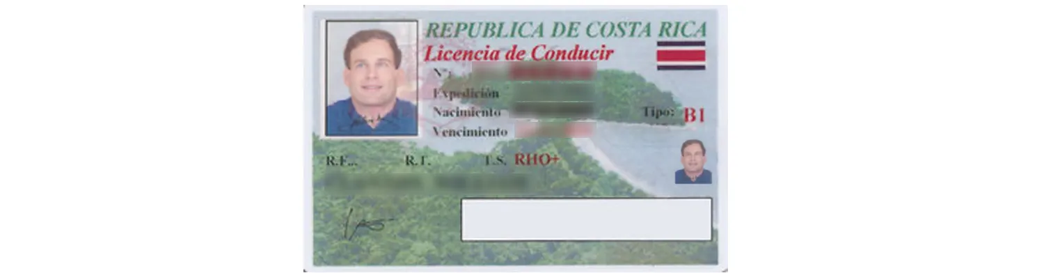 Costa Rican driver’s license from 2009
