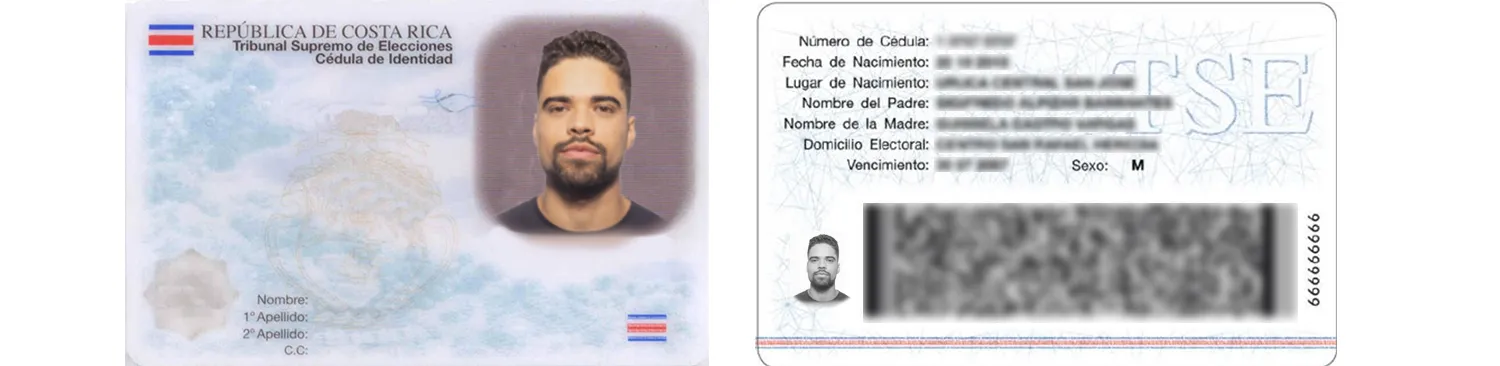 Costa Rica ID card from 2019