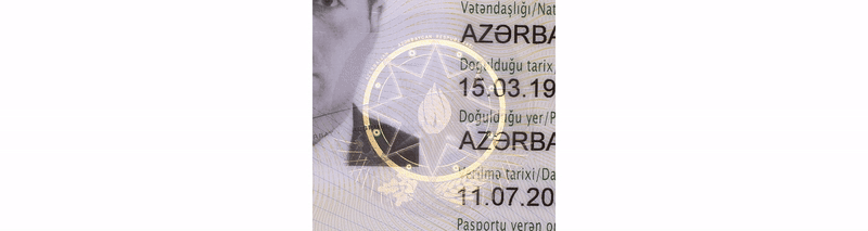 Hologram in the Azerbaijani passport from 2024