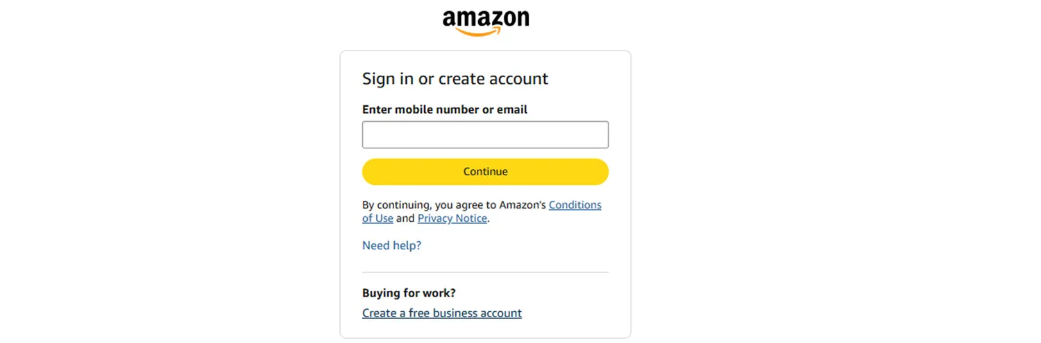 Amazon sign-in form