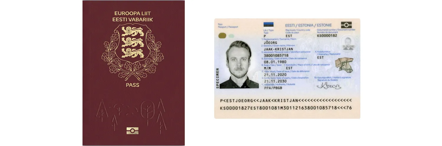 Estonian passport from 2021