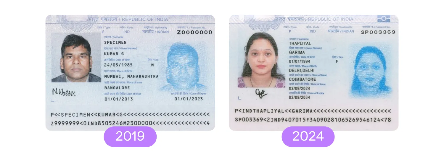 non-biometric and biometric indian passport