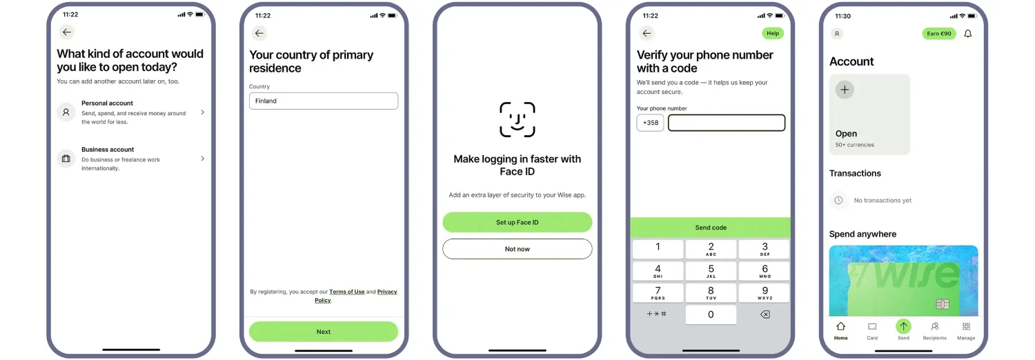 wise digital onboarding ui