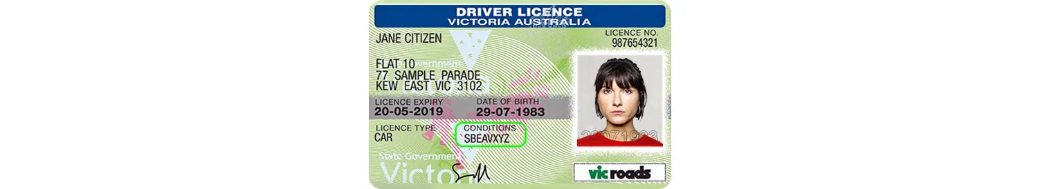 Driver’s license from Victoria
