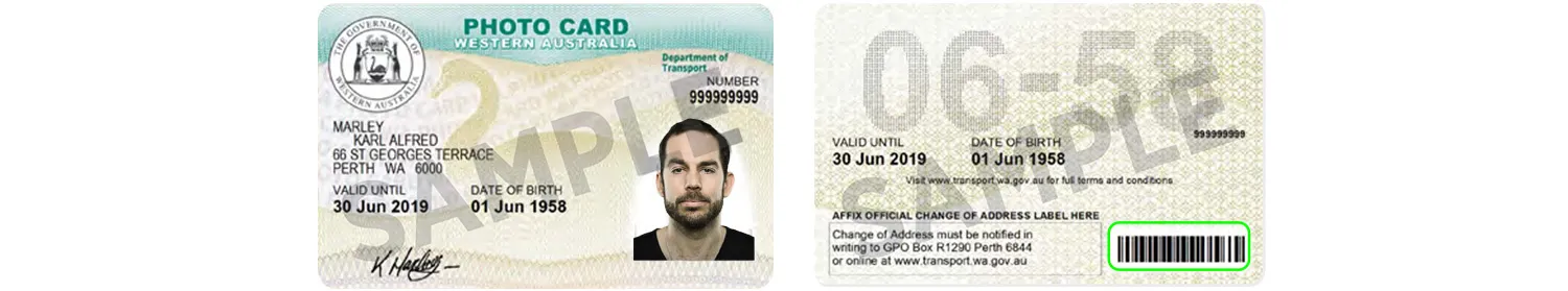Australian photo ID card from Western Australia