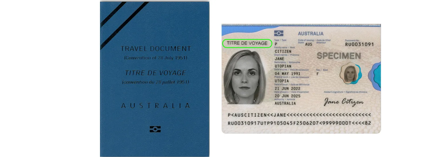 Convention travel document from Australia