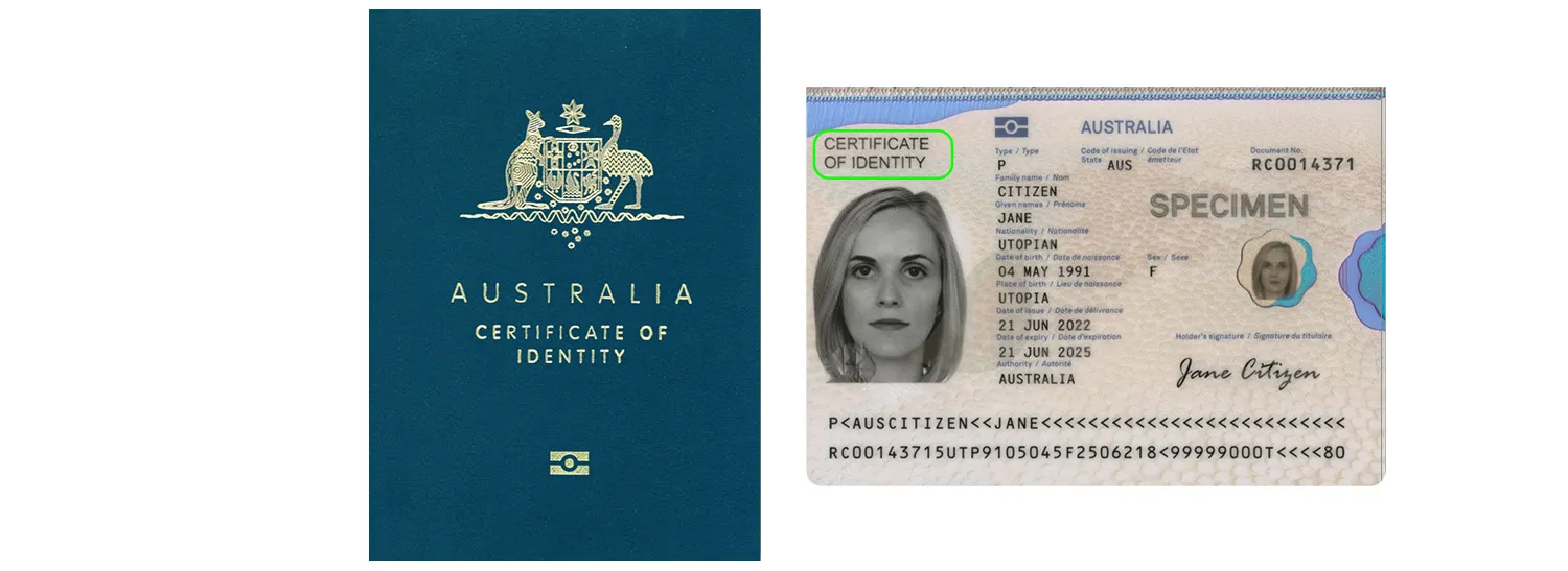 Australian certificate of identity
