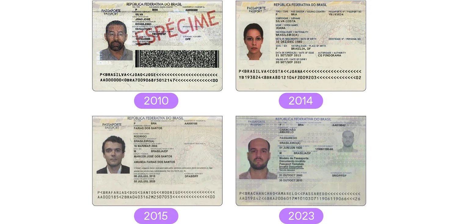 Brazil passport specimens