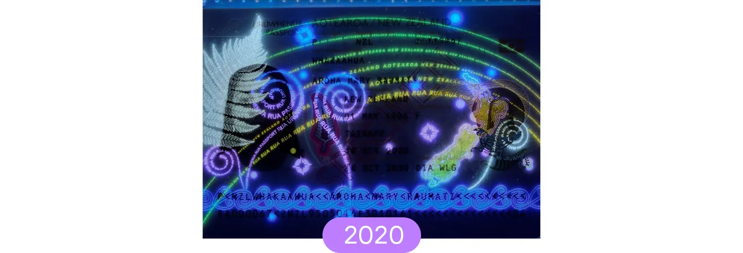 UV feature in the New Zealand passport from 2020