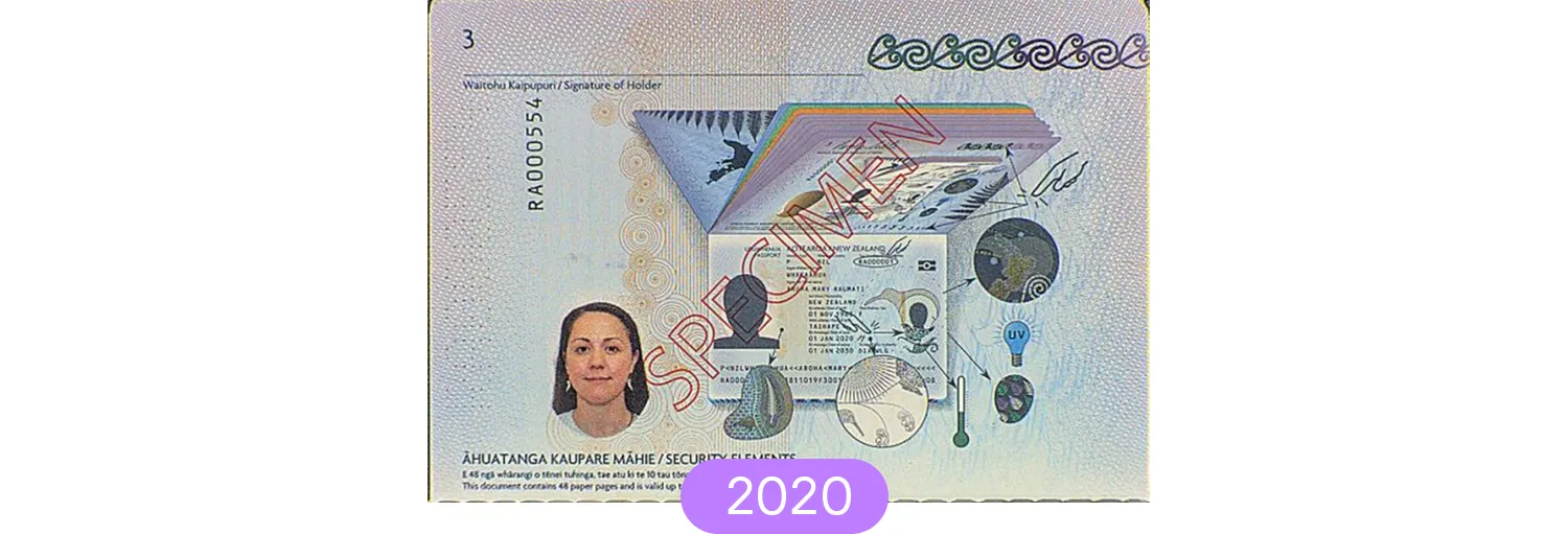 New Zealand passport from 2020