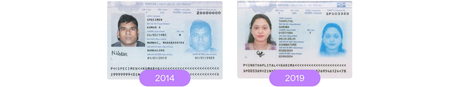 non-biometric and biometric indian passport