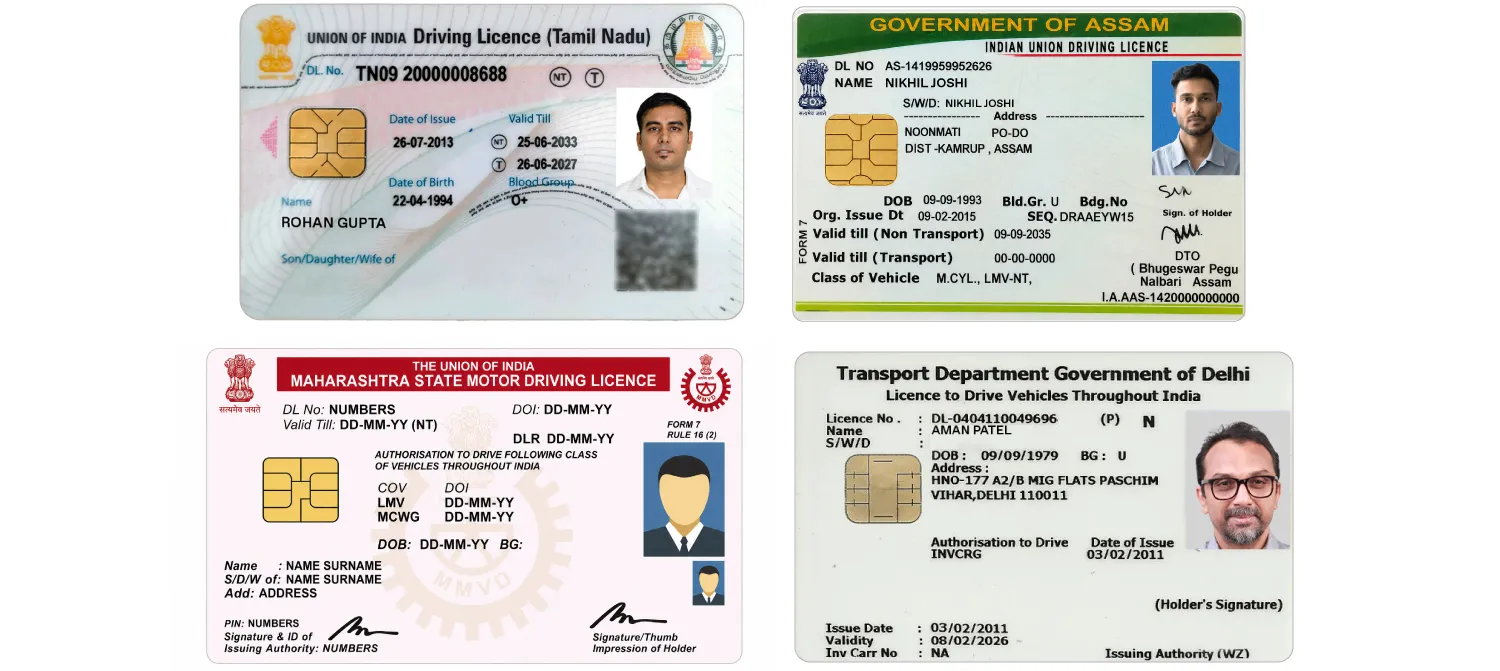 indian driver's licenses samples