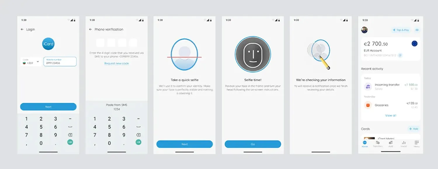 fintech biometric verification process UI