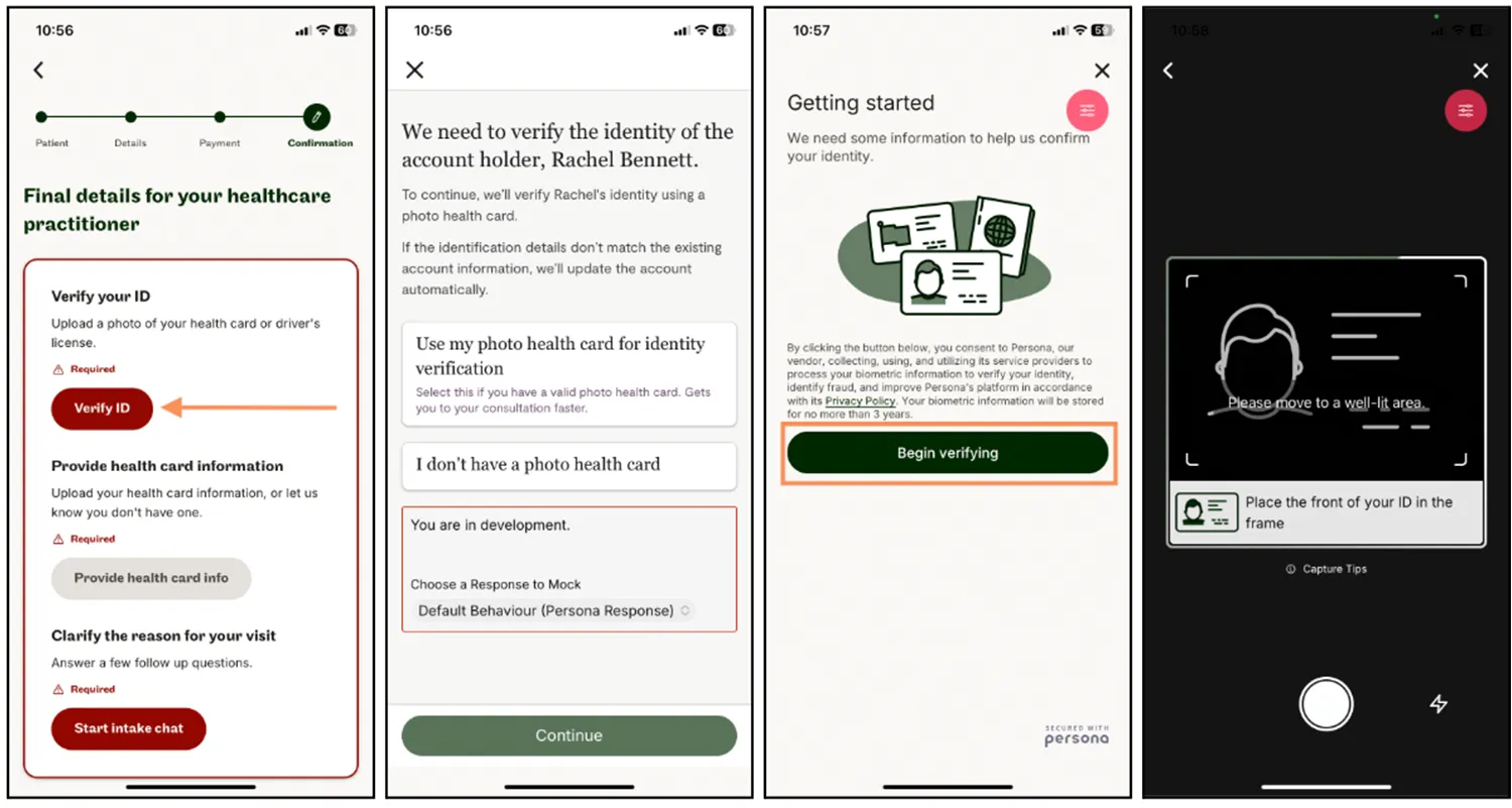 Maple patient verification process ui