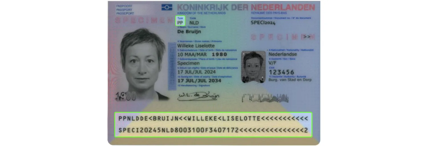 the new two-letter document type code in the MRZ