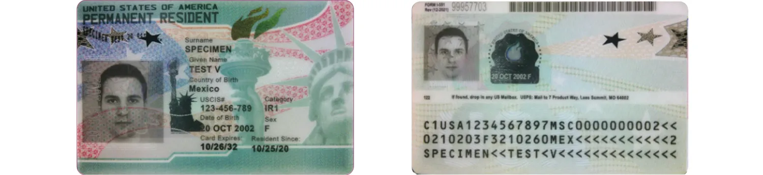 Green card specimen