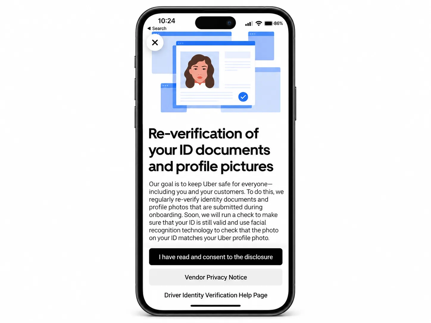 Uber identity reverification notice