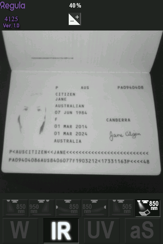 Infrared for full page visualization 850 nm