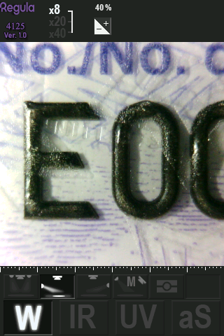 White oblique, 8x. Laser engraving