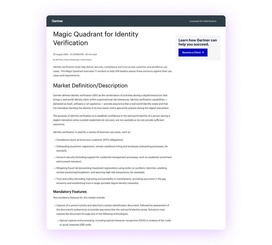 2025 Gartner<sup>®</sup> Magic Quadrant<sup>™</sup> for Identity Verification